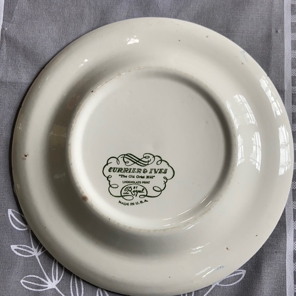 VINTAGE 50’-70’s Currie & Ives The Old Grist Mill Blue Scene Set of 2 Plates - Picture 11 of 12